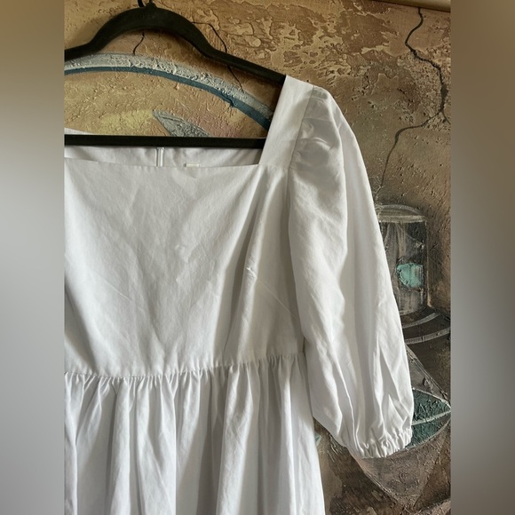 Emma Knudsen White Poplin Square neck Midi Dress - Picture 5 of 11